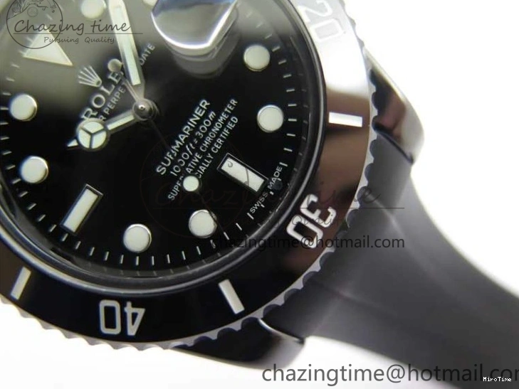 MiroTime 0122 Submariner 40mm Black Ceramic 5GF Best Edition Black Dial on Black Rubber Strap SA Unique 2464